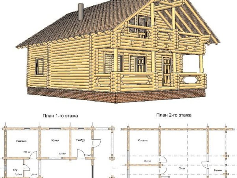 Проекты домов и коттеджей из бревна бесплатно чертежи